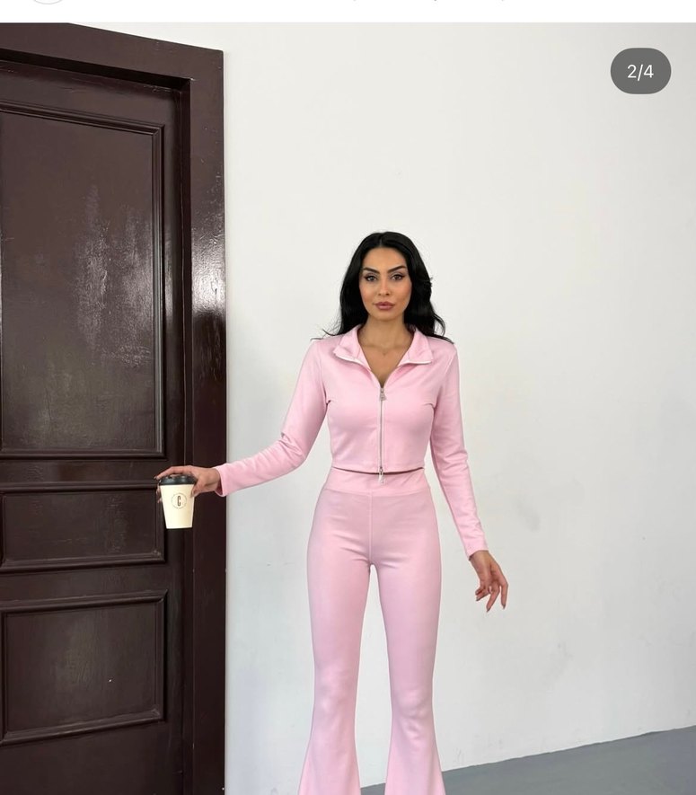 Pembe Uzun Kollu Kadın Eşofman Takımı - Görsel 2