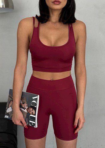 Bordo Mini Spor Tayt - Görsel 5