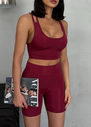 Bordo Mini Spor Tayt - Görsel 4