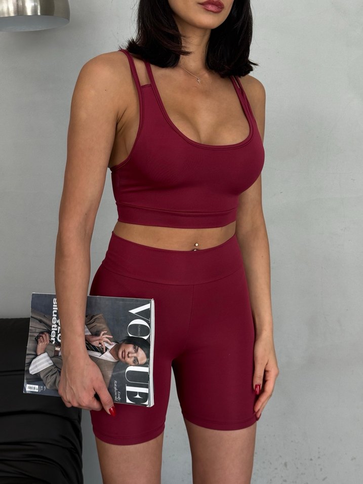 Bordo Mini Spor Tayt - Görsel 4