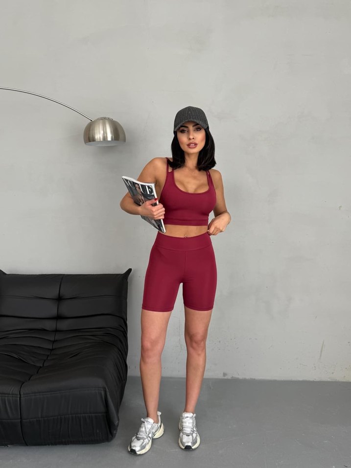 Bordo Mini Spor Tayt - Görsel 2