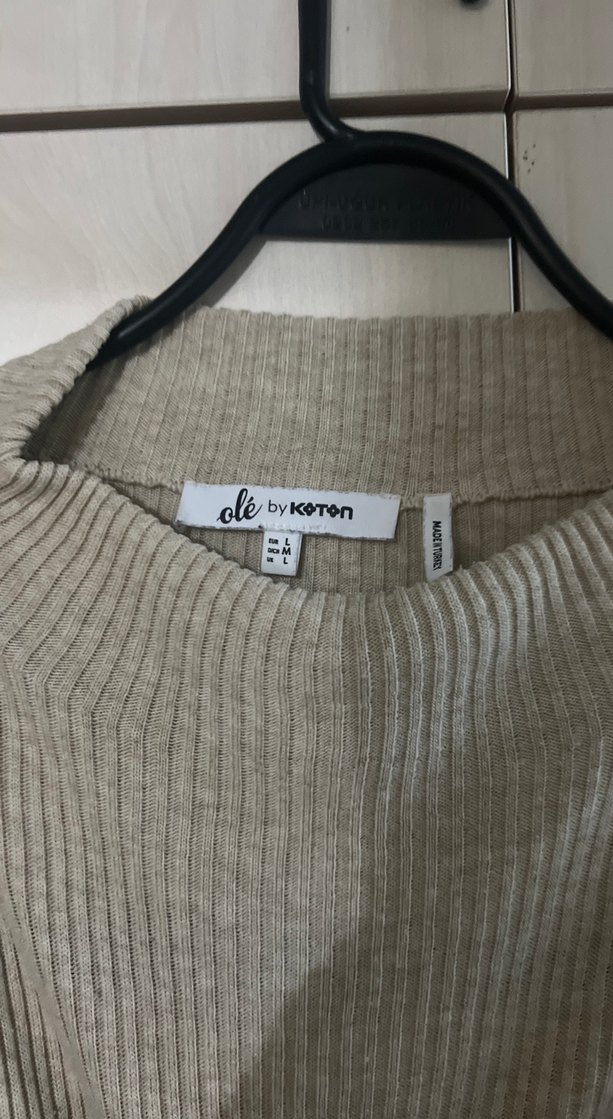 Kahverengi Çizgili Triko Kadın Kazak - Görsel 2