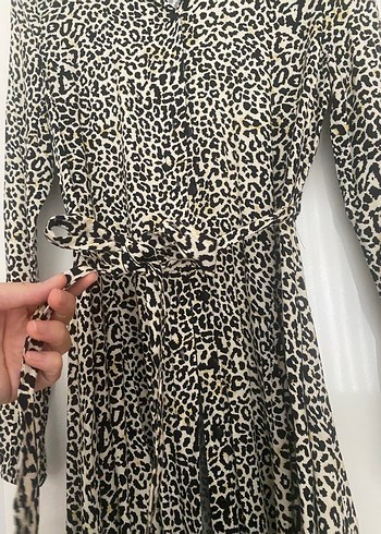 Kahverengi V Yaka Uzun Kollu Midi Elbise - Görsel 3