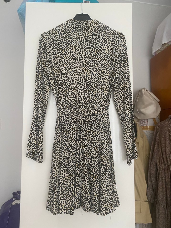 Kahverengi V Yaka Uzun Kollu Midi Elbise - Görsel 5