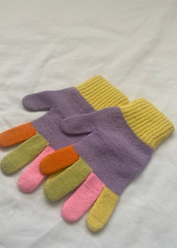 Renkli Örgü Kız Eldiveni - Görsel 3