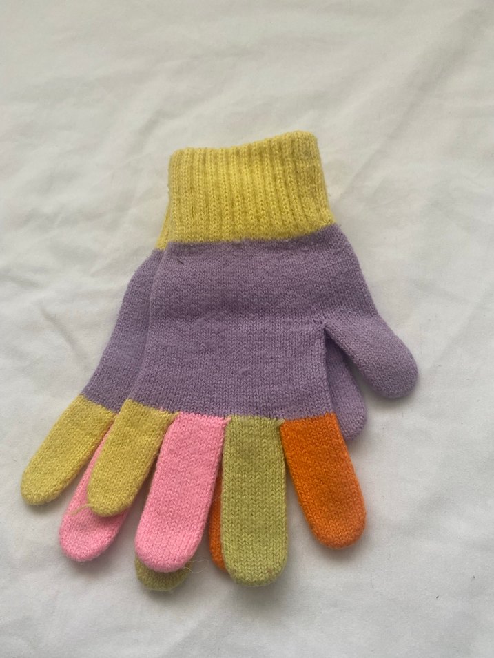 Renkli Örgü Kız Eldiveni - Görsel 2