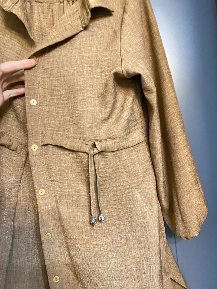 Bej Uzun Keten ikili takım - Görsel 2