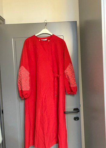 Kırmızı Nakışlı Uzun Salaş Kadın tunik - Görsel 2