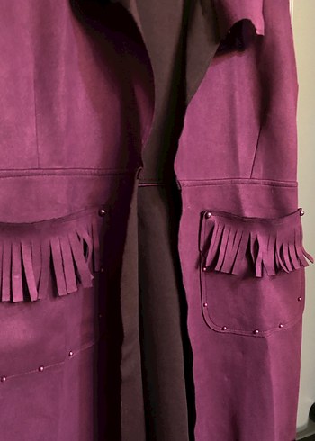 Mor Süet Uzun Kadın Yelek - Görsel 2