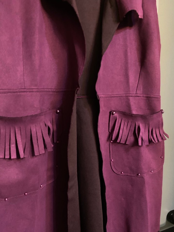 Mor Süet Uzun Kadın Yelek - Görsel 2