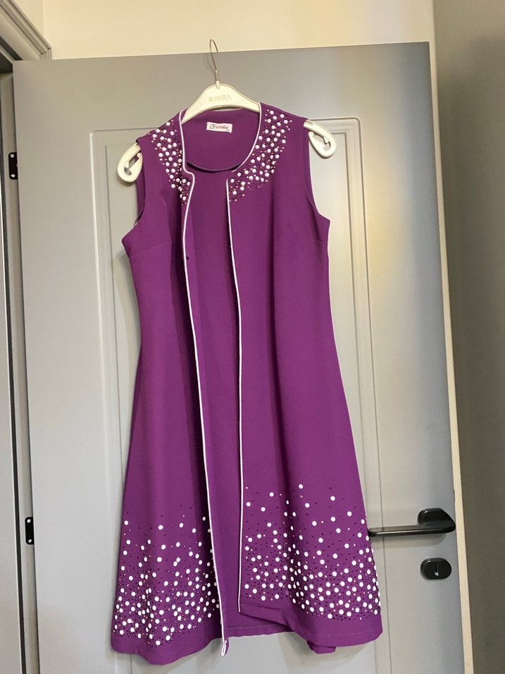 Mor Uzun  Tunik İnci Detaylı - Görsel 2