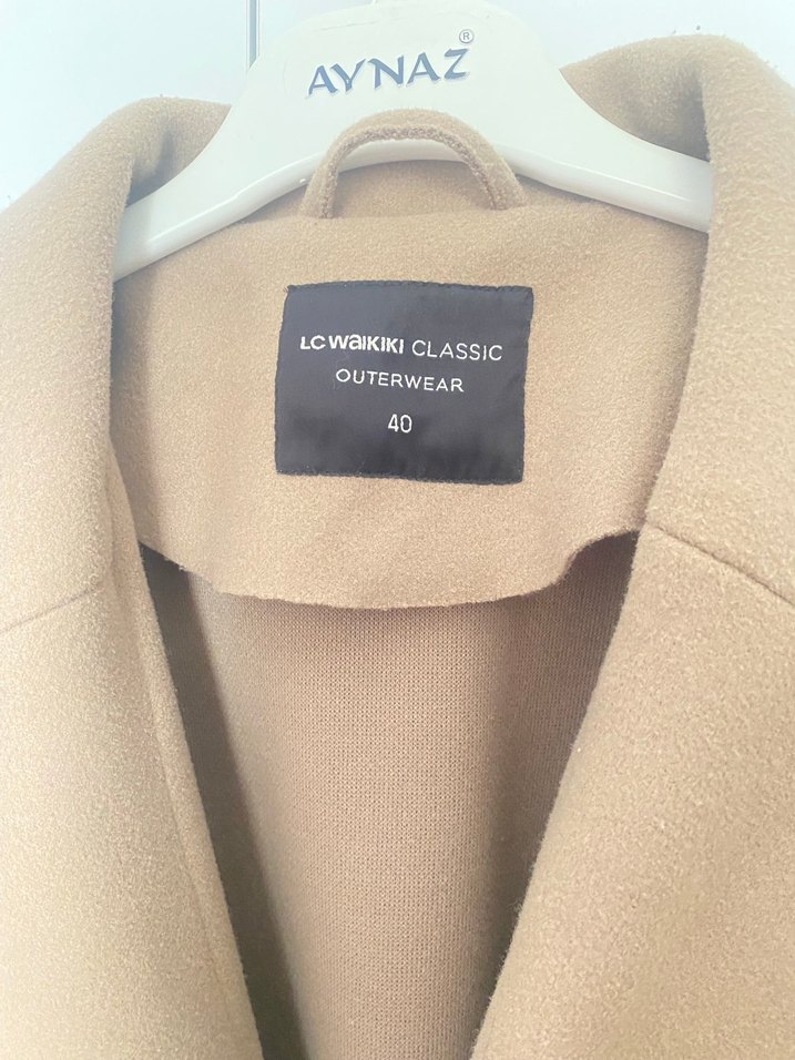 Bej Midi Süet Kadın Kaban - Görsel 3