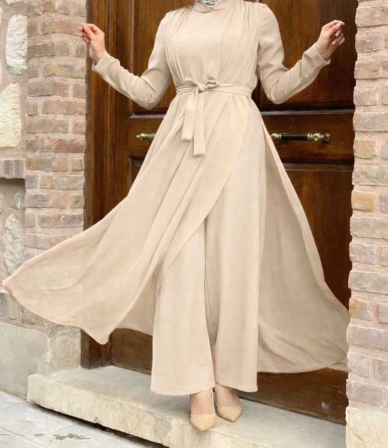 Bej üzeri tüllü tulum - Görsel 2