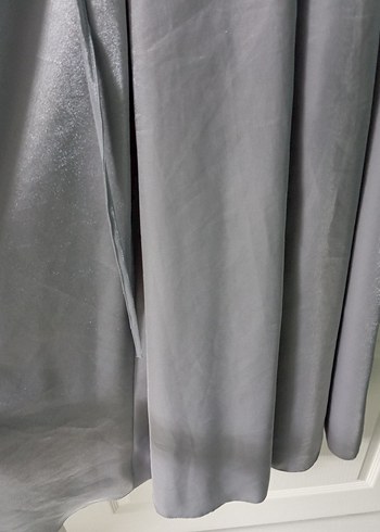 Gri Uzun Drapeli Kadın Elbise - Görsel 8