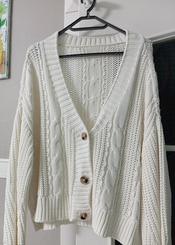 Bohem Beyaz Örgü Kadın Hırka - Görsel 7