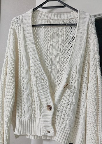 Bohem Beyaz Örgü Kadın Hırka - Görsel 6