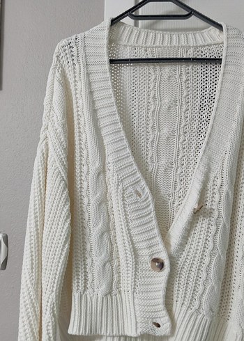 Bohem Beyaz Örgü Kadın Hırka - Görsel 3