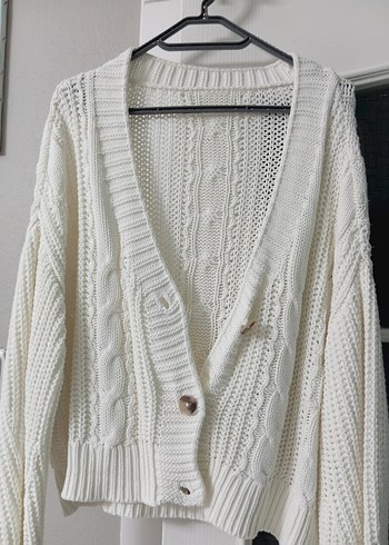 Bohem Beyaz Örgü Kadın Hırka - Görsel 5