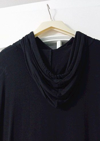 Uzun Siyah Kadın Elbise Kapüşonlu - Görsel 6