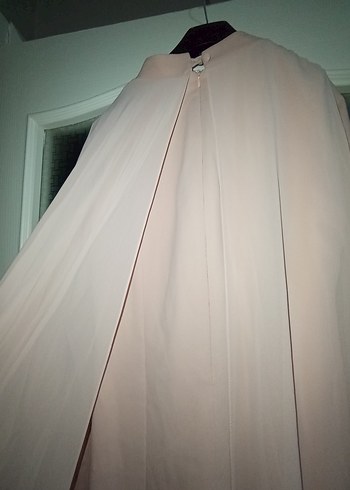 Toz Pembe Nakışlı Uzun Kollu Uzun Elbise - Görsel 6