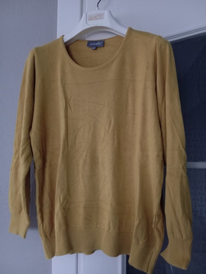 Bej Kadın Bisiklet Yaka Uzun Kollu Triko - Görsel 2