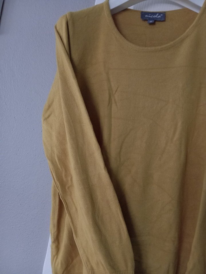 Bej Kadın Bisiklet Yaka Uzun Kollu Triko - Görsel 3