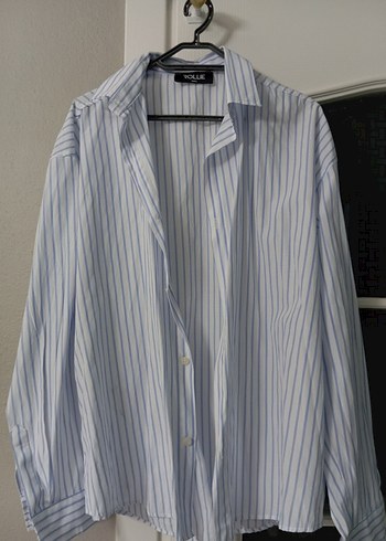 Mavi Çizgili Pamuklu Erkek Gömlek - Görsel 2