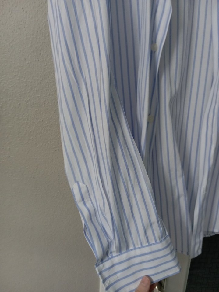 Mavi Çizgili Pamuklu Erkek Gömlek - Görsel 3