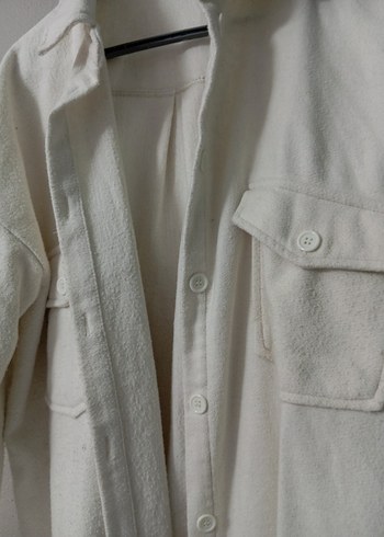 Düğmeli Beyaz Midi Kadın Ceket - Görsel 4