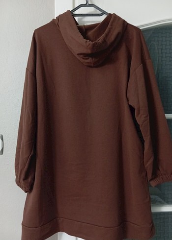 Kapüşonlu Kahverengi Uzun Kollu Sweatshirt - Görsel 4