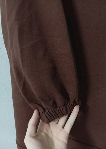 Kapüşonlu Kahverengi Uzun Kollu Sweatshirt - Görsel 5