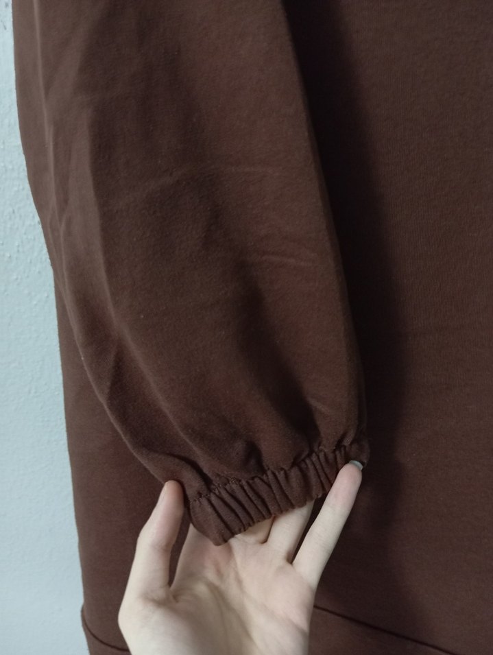 Kapüşonlu Kahverengi Uzun Kollu Sweatshirt - Görsel 5