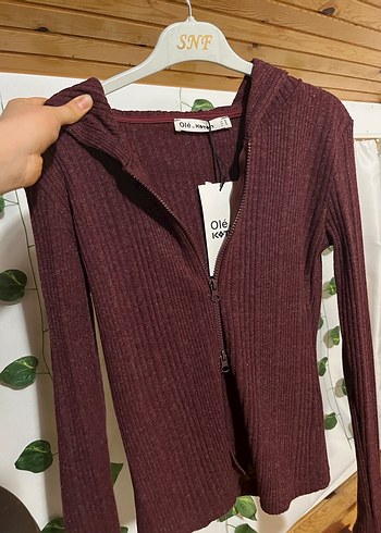 Slim fit kapişonlu uzun kollu fermuarli dokulu hırka - Görsel 5