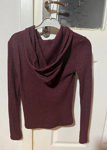 Slim fit kapişonlu uzun kollu fermuarli dokulu hırka - Görsel 4