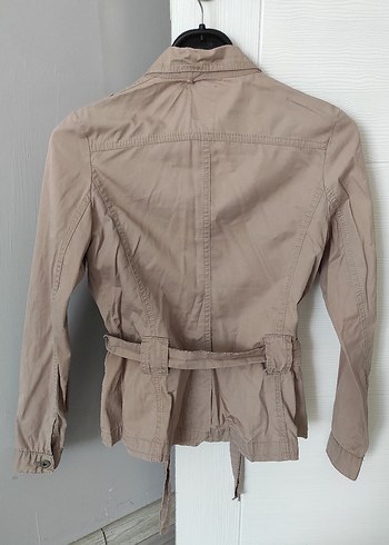 Bej Düğmeli Kadın Keten Ceket - Görsel 2