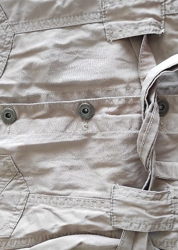 Bej Düğmeli Kadın Keten Ceket - Görsel 4