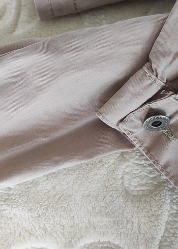 Bej Düğmeli Kadın Keten Ceket - Görsel 5