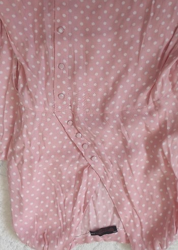 Pembe Puantiyeli Midi Elbise - Görsel 3