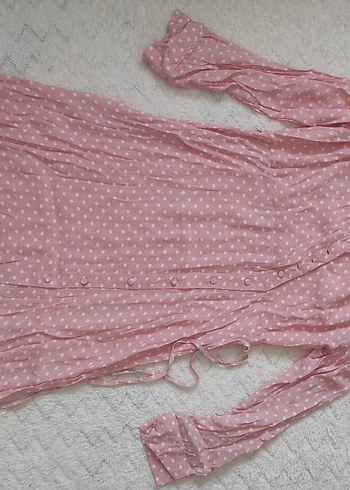 Pembe Puantiyeli Midi Elbise - Görsel 2