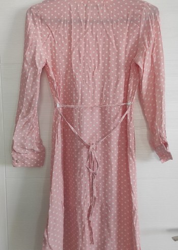 Pembe Puantiyeli Midi Elbise - Görsel 5