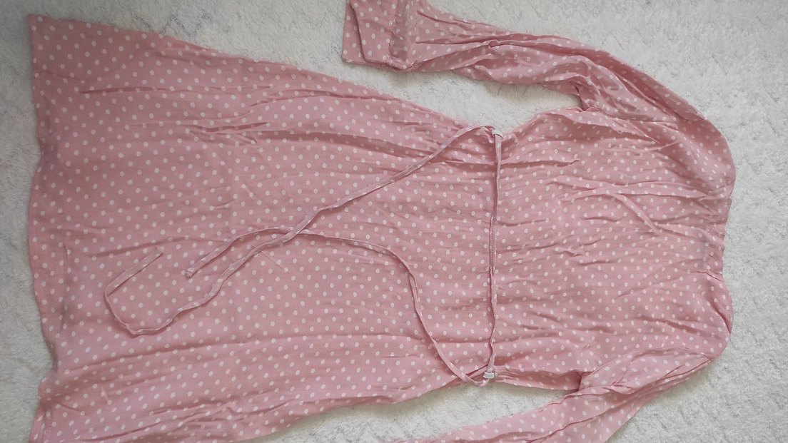 Pembe Puantiyeli Midi Elbise - Görsel 4