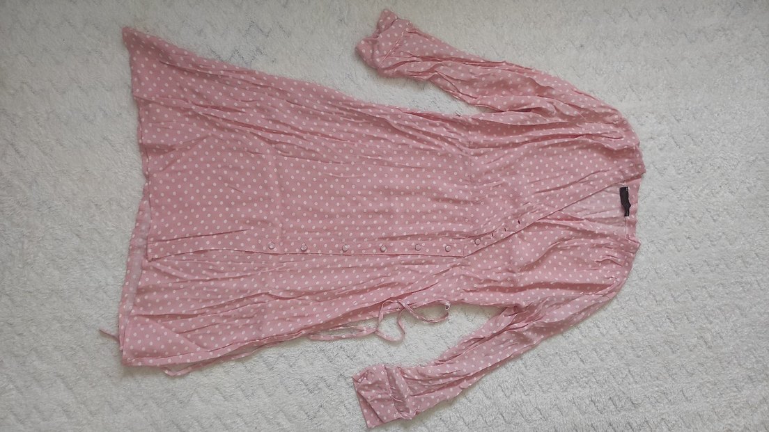 Pembe Puantiyeli Midi Elbise - Görsel 2