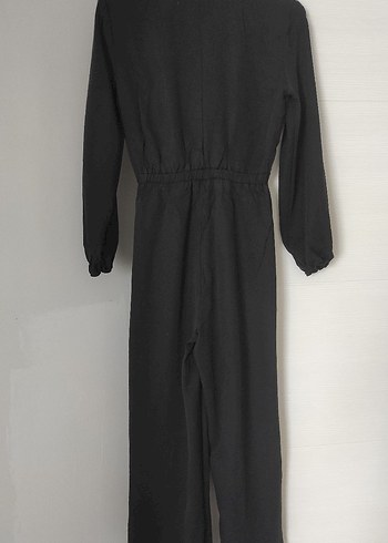 Düğmeli Siyah Kadın Uzun Tulum - Görsel 6