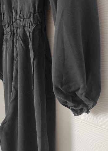 Düğmeli Siyah Kadın Uzun Tulum - Görsel 4