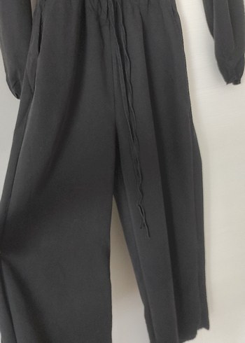 Düğmeli Siyah Kadın Uzun Tulum - Görsel 2