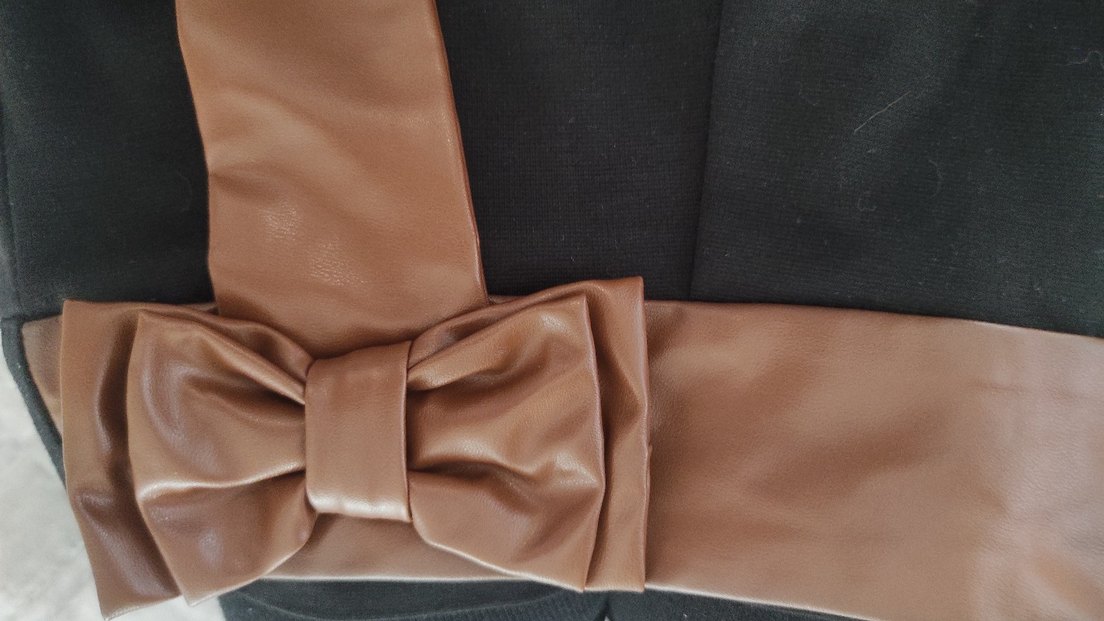 Kahverengi Deri Detaylı Mini Etek - Görsel 5