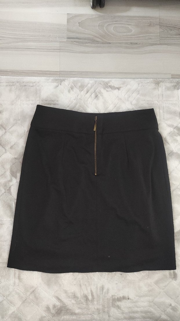 Kahverengi Deri Detaylı Mini Etek - Görsel 3