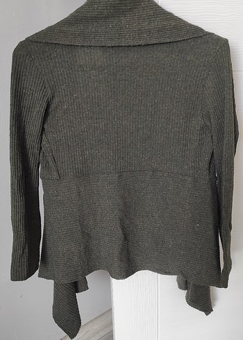 Haki Şal Yaka Kadın Hırka - Görsel 4