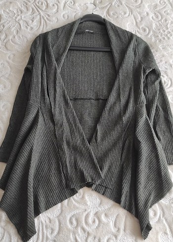 Haki Şal Yaka Kadın Hırka - Görsel 3