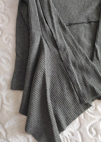 Haki Şal Yaka Kadın Hırka - Görsel 5